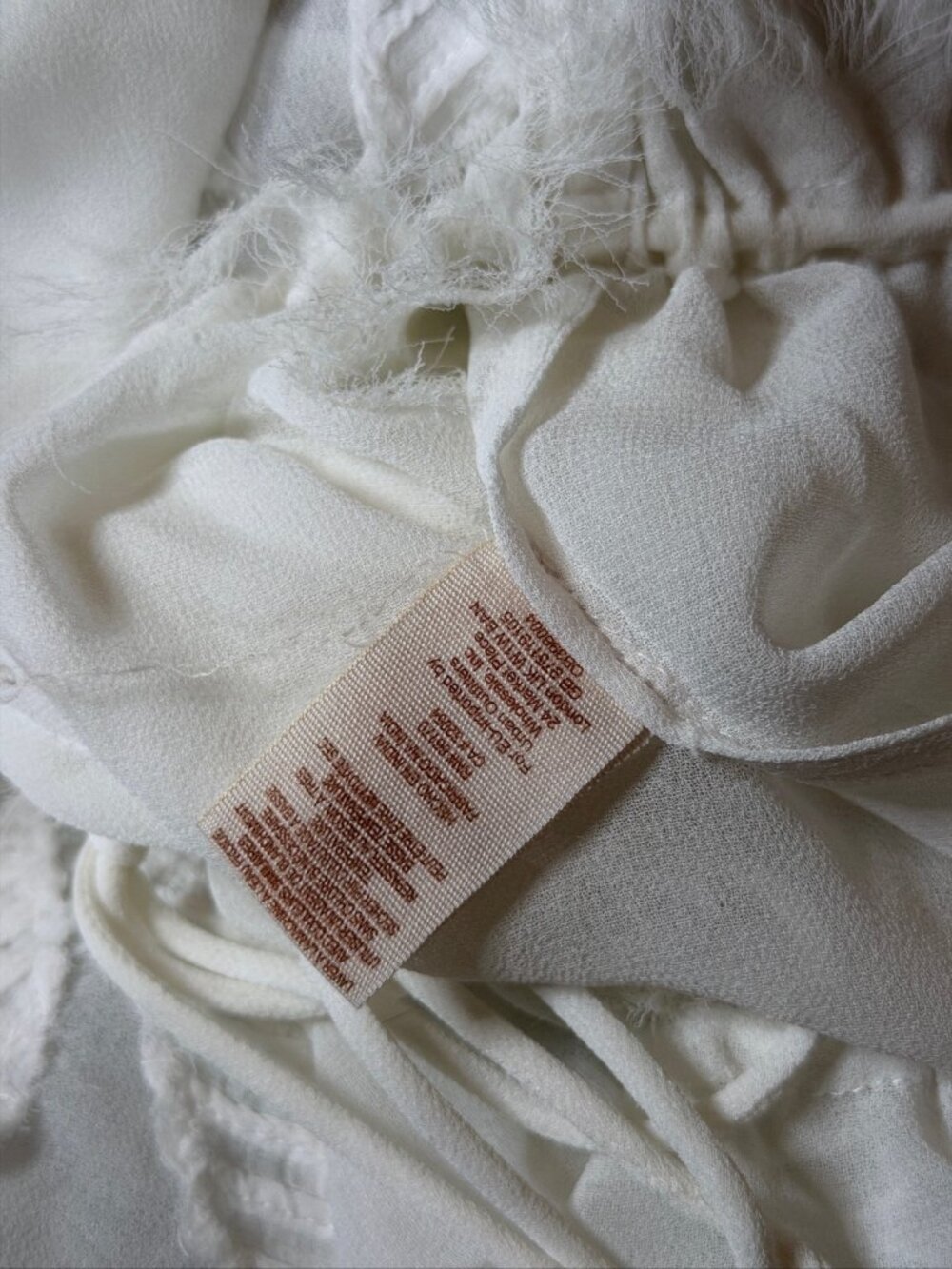 Free People Tank Top Large Women’s White Frayed Mesh V Neck Textured Waist Tie - Picture 6 of 7